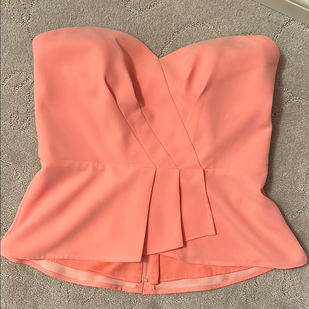 White House Black Market Coral Strapless Blouse